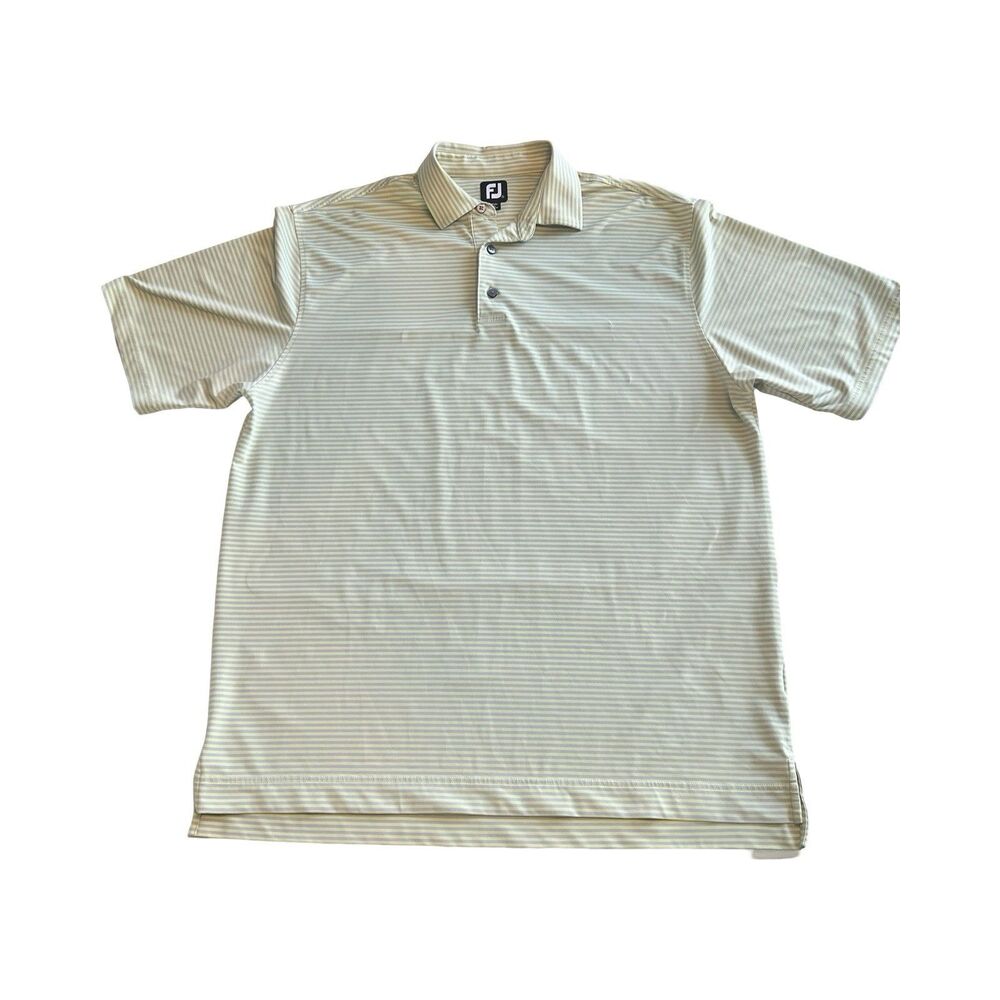 FootJoy Mens Size XL Green Gray Striped Short Sleeve Stretch Golf Polo Shirt‎